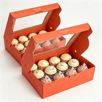 Boîtes à gâteaux en gros de haute qualité, boîtes à cupcakes de qualité alimentaire, impression personnalisée au logo en encre de soja, emballage pour gâteaux