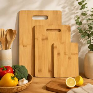 Bamboo Cutting Board <b>Set</b> 3 Piece Rectangle With Handle For Kitchen Vegetable Meat Sushi Display - Product Image 1