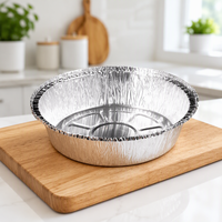 Barquettes jetables rondes en aluminium épaissi, résistantes à la chaleur et à l'huile, pour friteuses et plateaux à pizza, personnalisables, fabriquées en Chine