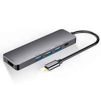 Baru 6 In 1 Usb C Hub Tipe C untuk Hdmi RJ45 Ethernet Port Usb 3.0 Sd / TF Card Reader untuk Macbook Pro Dock