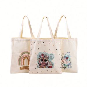 Natural <b>Extra</b> <b>Large</b> Canvas Tote Bag Custom Cartoon Pattern Stylish Reusable Shoulder Shopping Gift with Logo <b>Printing</b> - Product Image 1