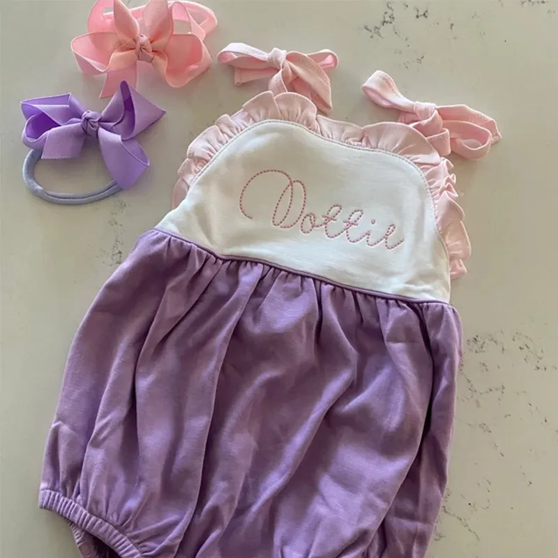 Wholesale Summer Toddler Bubble Romper Custom One Piece Birthday Outfit Baby Girl Bubble