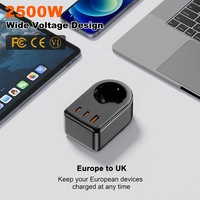Adaptateur secteur Worldplug Europe vers prise murale britannique 3 broches type G, adaptateur de prise EU vers UK avec 3 ports USB
