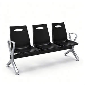 Silla de Espera Pública de 3 Plazas, Sillas de Sala de Espera <span class=keywords><strong>para</strong></span> Oficina, Hospital, Aeropuerto, Banco con Estructura Metálica y Asiento de Plástico <span class=keywords><strong>para</strong></span> Recepción - Product Image 2