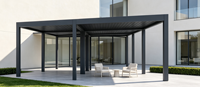 Pergola Aluminium Motorized Outdoor Model 175 dengan Atap Louver yang Dapat Disesuaikan, Tahan Hujan, untuk Patio, Halaman Belakang, dan Villa