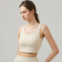 Débardeur court pour femme GH avec logo personnalisé, col rond, dos torsadé ouvert, coupe ajustée, sans manches, pour le yoga et les activités sportives, vente en gros, fabricant de soutiens-gorge