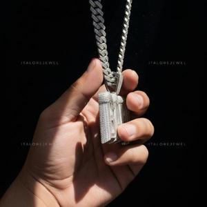 Colgante de Letra para Bebé en Plata 925 con Moissanita Brillante, Diseño de Inicial Personalizado, Estilo Hip Hop, Joyería de Moda - Product Image 3