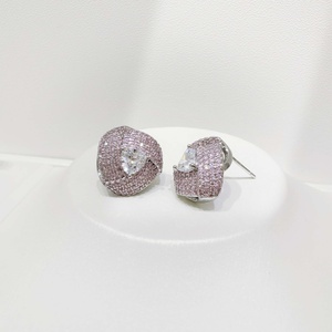 custom plata 925 pink zirconia sterling silver <b>Stud</b> <b>Earrings</b> Gold Plated <b>Crystal</b> Rhinestone Women party hypoallergenic <b>earrings</b> - Product Image 5