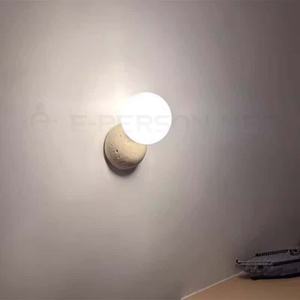 Lampu Dinding Batu Alam dengan Bola Kaca |   Lampu Dinding Dekoratif Modern Wabi-Sabi untuk Kamar Tidur Ruang Tamu Lorong - Product Image 6