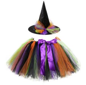 Ecoparty niñas Halloween tutú faldas bebé Ballet tul Pettiskirts con sombrero de <span class=keywords><strong>bruja</strong></span> escobas niños Cosplay fiesta disfraces tela - Product Image 3