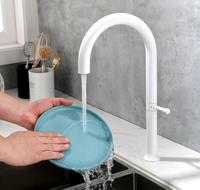 Robinet de cuisine électrique à levier unique en acier inoxydable plaqué, design moderne et contemporain, céramique blanche, pour la maison