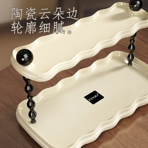 Bandeja decorativa de cerámica Tdyu, estilo campestre francés, forma irregular, estante de almacenamiento para escritorio, uso versátil - Product Image 4