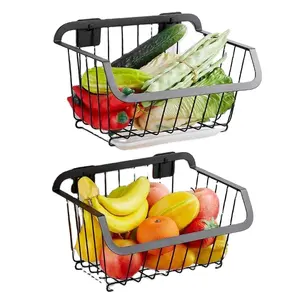 Fruit basket Wall mounted non-perforated multi-functional drainage storage basket stainless steel kitchen shelf