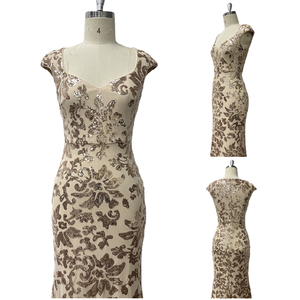 MTW100102 abiti da sera formali da donna con collo quadrato paillettes <span class=keywords><strong>oro</strong></span> con motivo rosa senza maniche <span class=keywords><strong>abito</strong></span> da sera a sirena - Product Image 6