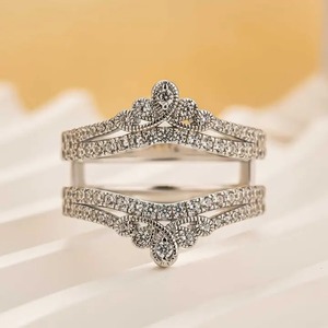 925 Silver 1.0 Carat Brilliant Cut Women's Classic Wedding Band Enhancer Engagement <b>Ring</b> White Gold Plated Moissanite Diamond - Product Image 3