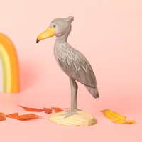 Ornement en bois sculpté à la main en forme de tête de baleine ou de cigogne, simulation d'oiseau, décoration de bureau, artisanat en bois