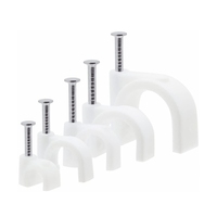 Clips de câble à ongles en plastique blanc fixe en cercle rond, organisateur de câble plat, cordon de fil, porte-cravate, Clips de câble en cercle