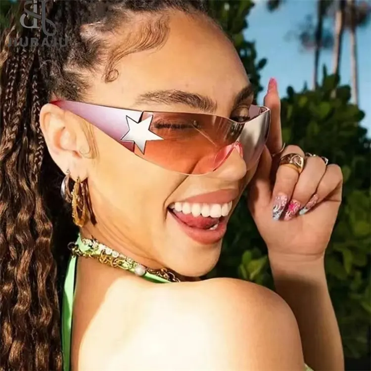 럭셔리 펑크 스포츠 선글라스 여성 브랜드 디자이너 Y2K 원피스 태양 안경 남성 고글 차양 UV400 5 성급 패션 안경