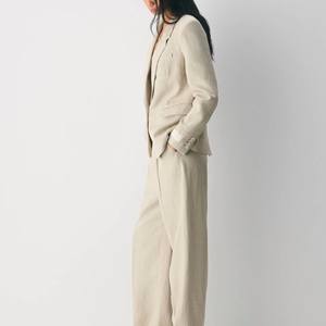 Trajes y Blazers para Mujer Mastery Linen, Blazer de un Solo Botón y Corte Entallado en Beige Natural - Product Image 3