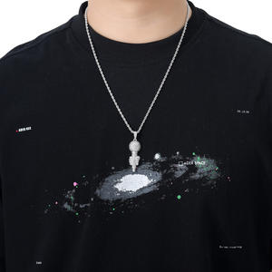 BES classico placcato oro placcato in rame Micro Set zircone torce uomo Hip Hop Memorial collana con ciondolo gioielli Hip Hop - Product Image 6