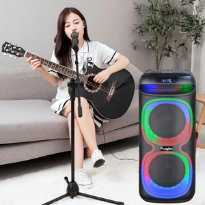 Altavoces DJ Portátiles de 8 Pulgadas con Subwoofer, Micrófono Inalámbrico, Carro, Luces LED RGB 5.3, Soporte para 2 Micrófonos, WIFI/AUX/RJ45 - Product Image 4