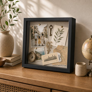 Cadre de présentation carré en bois noir pour souvenirs, photos, billets, décoration murale ou de table pour la maison ou le bureau - Product Image 2
