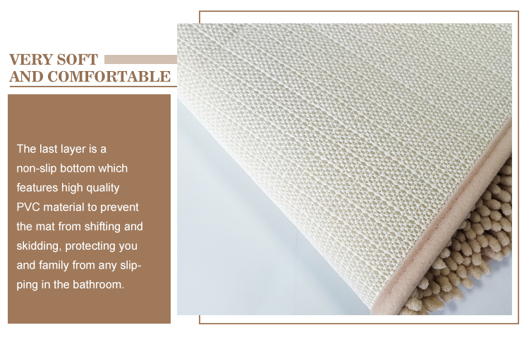 Bathroom Washable Comfortable Anti Skid Soft Shaggy Absorbent Water chenille carpet (图4)