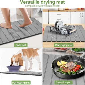 60x39cm 40x30cm Stone Drying <strong>Mat</strong> for Kitchen Counter Quick Dry <strong>Super</strong> <strong>Absorbent</strong> Foldable Diatomaceous Earth Dish Drying <strong>Mat</strong> - Product Image 6