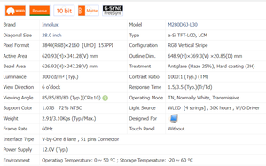 Original 28 "4K màn hình LCD hiển thị Máy tính để bàn màn hình thay thế 3840*2160 UHD M280DGJ-L30 - Product Image 5