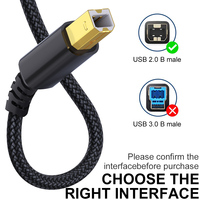 Cable de Impresora USB C a USB B Premium, 480 Mbps, Trenzado de Nailon, Cable de Datos de Alta Velocidad para MacBook, HP, Canon, Epson, Brother, Escáner
