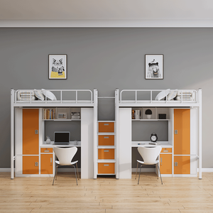 เฟอร์นิเจอร์หอพักเหล็ก ชุดอพาร์ทเมนต์นักศึกษา เตียงสองชั้นโลหะแบบเดี่ยว - Product Image 3