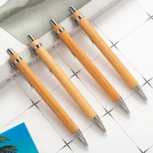 Wholesale Bamboo Ballpoint Pen Eco Friendly Customized wood with clips and Printing Custom Logo Ball pen