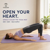Tapis de yoga TPE Yugaland à faible entretien, couleur unie, antidérapant, pour entraînement professionnel en salle de sport, fournisseur d'usine en gros