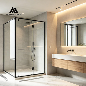 Mars Villa SGCC OEM: Cómo instalar puertas batientes de vidrio sin marco, puertas pivotantes modernas para baño, puerta de ducha pivotante. - Product Image 3