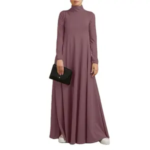 DL319 맞춤형 디자인 두바이 여성 드레스 이슬람 캐주얼 내부 착용 아바야 긴 소매 중동 겸손한 셔츠 솔리드 이슬람 의류