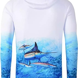 Camiseta de Pesca con Capucha de Manga Larga, Protección UV, Secado Rápido, Color Naranja, Sublimada, Reciclada - Product Image 2