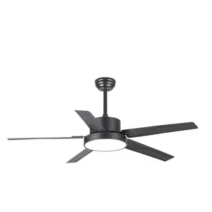 Factory Wholesale 52 Inch black color 5 metal blades high speed modern decorative ceiling fan with remote control