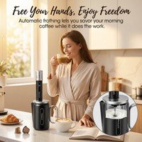 Mousseur à lait automatique mains libres détachable avec batterie longue durée 2000 mAh de qualité alimentaire et double ressort pour Latte, Cappuccino, Café