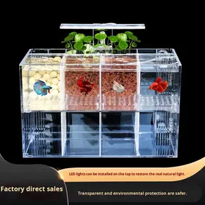 초고투명 LED 조명 수조 어항 물 펌프 거실용 소형 탁상 베타 탱크 다중 분리 여과 - Product Image 3
