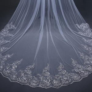 Di lusso lungo velo da sposa bianco avorio veli da sposa con bordo in pizzo a pettine Applique eleganti cattedrale lunghezza <span class=keywords><strong>accessori</strong></span> da sposa - Product Image 3