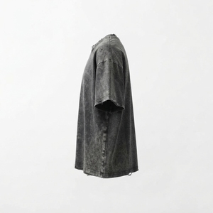 T-shirt Homme Oversize en Coton 100% Délavé à l'Acide, Col Rond, Manches Courtes, Tricoté, Couleur Unie, Devant Uni, Style Streetwear Minimaliste - Product Image 4