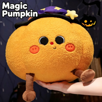 Coussin décoratif amusant de Halloween en forme de citrouille, adorable poupée en peluche fantôme, coussin de canapé, ornement de décoration pour la maison et les fêtes