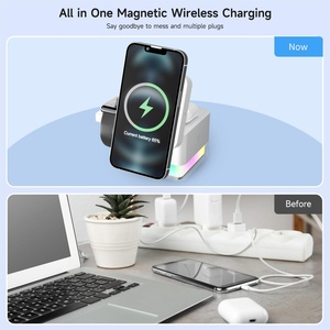 Station de charge sans fil cylindrique 4-en-1 à charge rapide 2026, cube magique 15W avec lumière RGB et chargement magnétique - Product Image 4