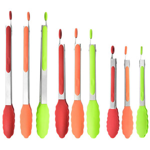 7 9 12 Inch Stainless Steel Plastic Silicone Salad Bread Cooking Food <strong>Serving</strong> <strong>Tongs</strong> - Product Image 1