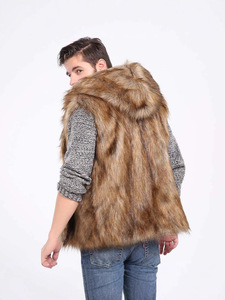 Gilet <span class=keywords><strong>court</strong></span> à capuche en fausse <span class=keywords><strong>fourrure</strong></span> pour <span class=keywords><strong>homme</strong></span> – Veste décontractée polyvalente – <span class=keywords><strong>Manteau</strong></span> d'extérieur en fausse <span class=keywords><strong>fourrure</strong></span> pour <span class=keywords><strong>homme</strong></span> - Product Image 4