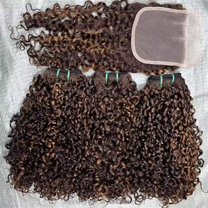 Funmi 12A Grade Hair Super Double Drawn Virgin Cuticle Aligned Bundles brésiliens pour Pixie Curly Natural Black Color Drawn - Product Image 6