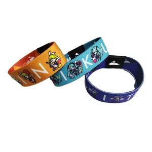 Fashion Eco-Friendly Soft Woven Elastic Polyester Fabric Wrist Strap Lanyard Cute Logo Sublimation Wristbands for Promotions