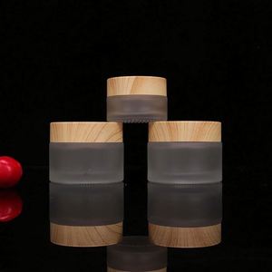 Environmental Bamboo Lid Frosted Cosmetic Glass Jars with Screw Cap for Skin Care Cream Lotion <b>Eye</b> Cream & Face <b>Mask</b> - Product Image 1