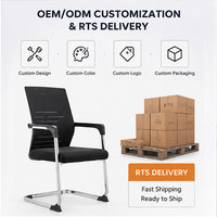 Chaise de bureau moderne cantilever avec cadre chromé et assise en maille respirante, base fixe type traîneau, idéale pour conférences, formation, bureau à domicile et visiteurs.