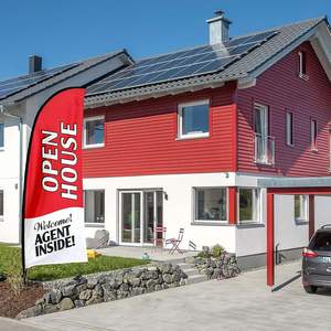 Venta caliente <span class=keywords><strong>Agente</strong></span> de bienes raíces Bandera de señal de Casa Abierta con kit de Poste/Estaca de tierra, Señal de apertura sin viento Bandera de publicidad comercial - Product Image 4